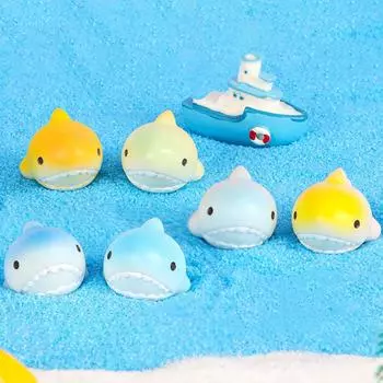 Морские животные Акулы Кукла Милый Мультфильм Орнамент Миниатюрная Фигурка Кавайный Настольный Микро Пейзаж Сделай Сам Украшения Для Дома Подарки