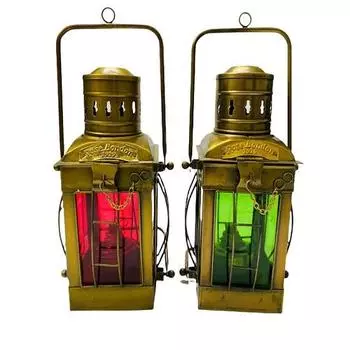 Морской антикварный красный, зеленый красивый корабельный масляный светильник