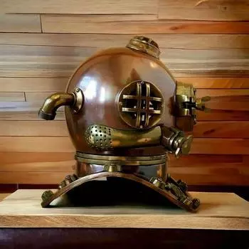 Морской декор для дайверов и коллекционеров : Коричневый металлический винтажный шлем для подводного плавания