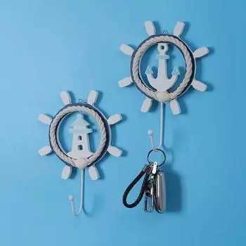 Морской декор ручной работы, деревенский полностью белый декоративный штурвал корабля с морской звездой и крючком Style 1 белый