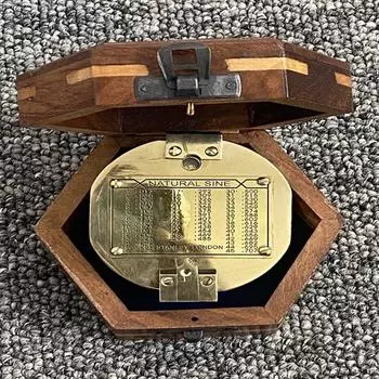 Морской компас Brunton 7,62 см из цельной латуни с деревянной коробкой в подарок