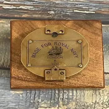 Морской латунный компас Brunton диаметром 7,62 см в деревянной коробке