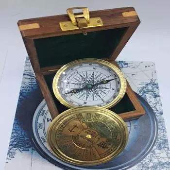 Морской латунный компас со 100-летним календарем – старинный 7 см компас с выгравированным стихотворением