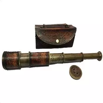 Телескоп морской латунный кожаный, пиратский телескоп с кожаным футляром 40,64 см Dollond London