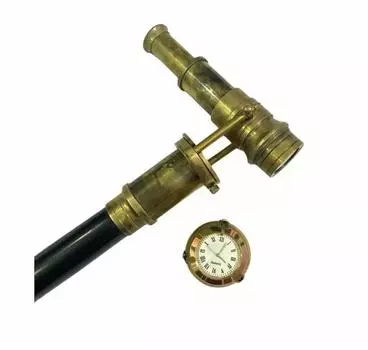 Морской латунный скрытый телескоп, деревянная трость с часами на вершине трости, новая 39 Inch чёрный