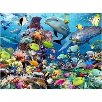 Морской мир Дельфины Алмазная вышивка Тропические рыбы Алмазная картина Вышивка крестом Европейский 20X30CM