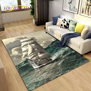 Морской монстр, Лодка, Корабль, Барк, Большой ковер, Ковры, Коврик для гостиной, спальни, дивана, коврика для двери, Детский игровой нескользящий коврик 40x60cm