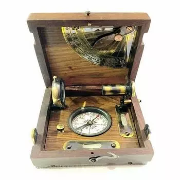 Морской морской латунный мастер-коробка и увеличительное стекло телескопа компаса