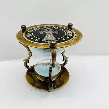 Морской морской зигзагообразный небесно-голубой часовой стеклянный песочный таймер с гравировкой из твердой латуни песочный таймер