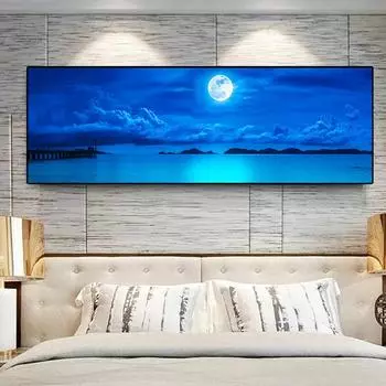 Морской пейзаж, панорама, голубое небо, облака, холст, картина, пейзажные постеры и принты, настенные художественные фотографии, домашний декор для гостиной, без рамки 20cm40cm NoFrame