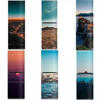 Морской пляжный пейзаж, наклейка на холодильник, полная пленка, кухонная утварь, самоклеящаяся водостойкая двойная дверь, украшение для морозильной камеры, шкафа 50x120cm(1pcs)