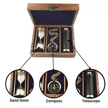 Морской подарочный набор компас песочные часы песочные часы с деревянной коробкой Морской набор