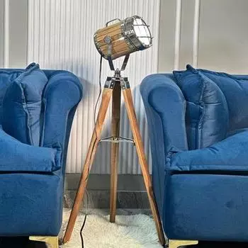 Морской серебряный и деревянный штатив для прожектора, прибрежный декор для дома