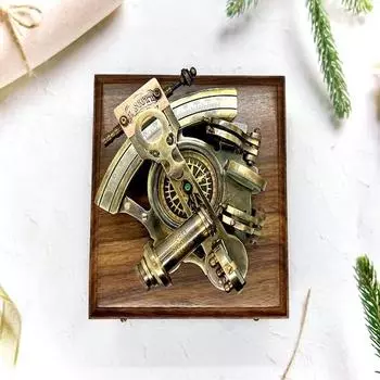 Морской секстант, рождественский подарочный секстант, латунный секстант с коробкой, подарок с индивидуальной гравировкой,