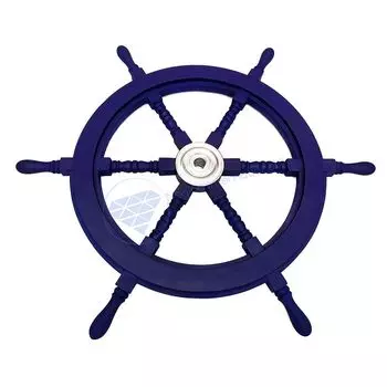Морской штурвал из дерева ручной работы - Декор для стен дома (24 дюйма, светло-голубой)