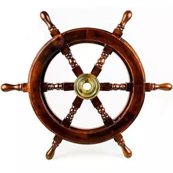 Морской штурвал из дерева ручной работы | Декор для дома и подарки «Пиратская стена» | Nagina International (Темный палисандр, 24 дюйма)