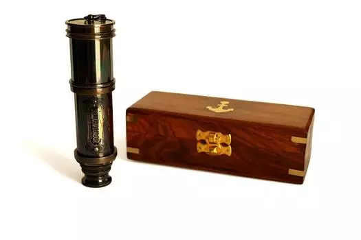 Морской телескоп Морской Антикварный Пиратский Подзорная труба из Массивной Латуни 16 дюймов Деревянная Коробка M