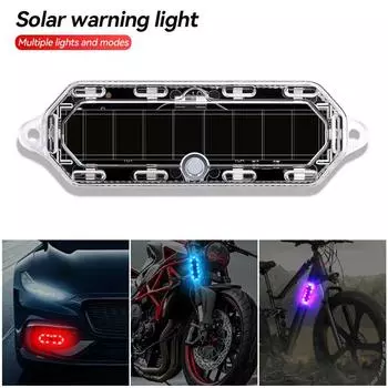 Mortorcycle Car LED Warning Light Solar Power Night Ride Tail Indicator Light Strobe Light for Motorcycle Vehicle Bicycle белый