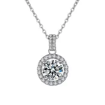 Mosan бриллиантовое ожерелье женское новое серебро 925 пробы круглая сумка-подвеска полная бриллиантов круглый колье-колье ювелирные изделия 5 карат