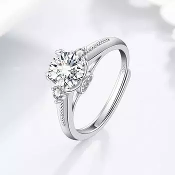 Кольцо с бриллиантом Mosan, женское, с четырьмя когтями, модное, индивидуальное, бриллиантовое кольцо для влюбленных, романтическое, открывающее обручальное кольцо