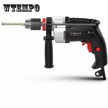 Мощная электрическая дрель, ударная дрель подключаемого типа, электрическая отвертка, сверление и затяжка винтов чёрный