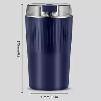 Мощная электрическая кофемолка одним касанием — универсальная и эффективная с вилкой европейского стандарта для эспрессо, специй и орехов синий