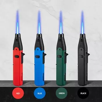 Мощная газовая зажигалка с реактивным пламенем 1300 градусов Цельсия для бутана зажигания кухни барбекю многоразового использования зелёный