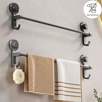 Мощная присоска для полотенец, держатель для полотенец для ванной комнаты, вешалка для тапочек, черная вешалка для полотенец, держатель для полотенец, принадлежности для ванной комнаты чёрный