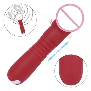 Мощная женская секс-игрушка, мягкая кожа, ощущение толчков, вибратор для женщин, клитор, точка G, мастурбатор, массажер, телескопический дилдо, вибратор для влагалища Rose Red