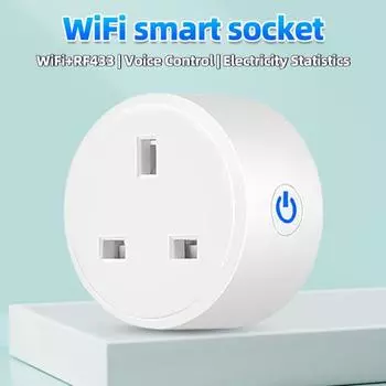 Мощное голосовое управление 16A UK Plug Smart Life WiFi розетка монитор энергии для школы 16A
