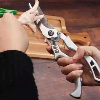 Мощные кухонные ножницы Многофункциональные ножницы из нержавеющей стали Конструкция с безопасным замком Простая работа одной рукой Ножницы для костей для курицы, рыбы, овощей A