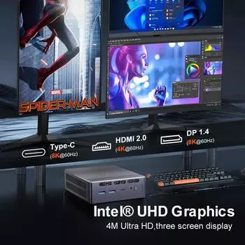 Мощные мини-ПК Мини-компьютеры с процессором Intel N95 12-го поколения 8 ГБ DDR4 256 ГБ SSD 4K UHD EU Plug синий