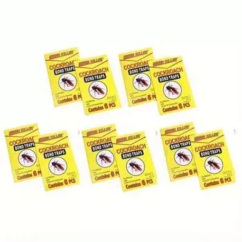 Мощные наклейки-ловушки для тараканов и мух, 6 предметов: прочный клей, не требуется электричество, борьба с вредителями в помещении жёлтый