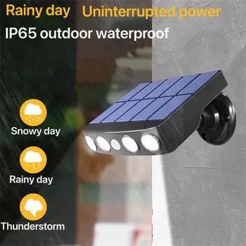 Мощные солнечные светодиодные фонари безопасности для наружного декора, датчик движения, 3 режима, уличный водонепроницаемый светильник, настенный ночной рабочий светильник для сада 1PC-warm light