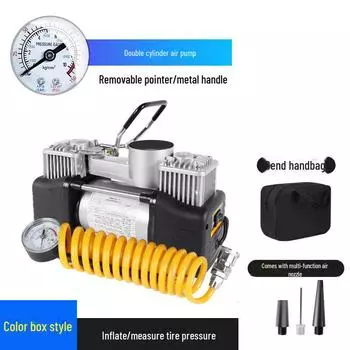 Мощный 12 В двухцилиндровый металлический насос для накачивания шин автомобиля