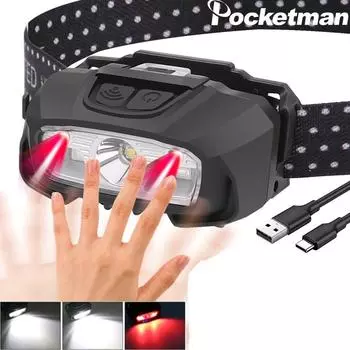 Мощный 65000 лм, 6 режимов, светодиодный датчик фар, перезаряжаемый фонарь, рабочий свет