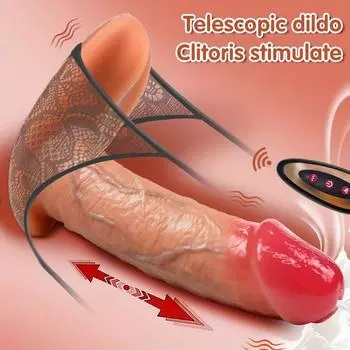 Мощный 9 толкающий и вибрирующий носимый дилдо с дистанционным управлением вибратор секс-игрушки для женщин анальные игрушки