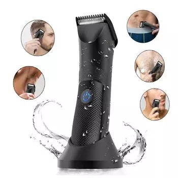 Мощный электрический триммер для волос, сухая и влажная стрижка, водонепроницаемый, для тела, груди, подмышек, ног, бикини, удаление волос, машинка для стрижки с подставкой