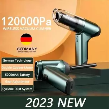 Мощный автомобильный пылесос 12000Pa 120000Pa Беспроводной портативный робот-пылесос Мини-домашний Открытый разделитель влажной и сухой чистки Очистка клавиатуры Очистка автомобиля Brushless upgrade black