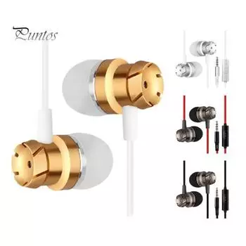 Мощный басовый звук, проводные наушники-вкладыши с микрофоном для телефона и компьютера чёрный