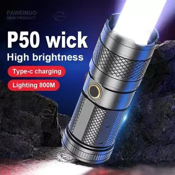 Мощный белый лазерный фонарь, мощный светодиодный фонарь COB, яркий тактический фонарь, многофункциональный пластиковый фонарь для кемпинга