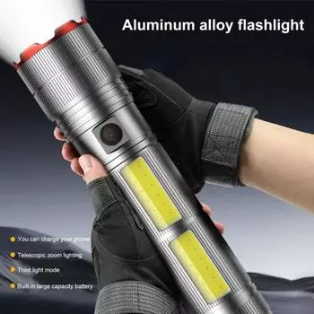 Мощный фонарик 4 режима Регулируемый Супер Яркий Водонепроницаемый Масштабируемый Перезаряжаемый Тактический