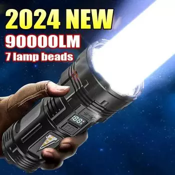Мощный фонарик с 7 лампами, супер яркий свет с боковым светом COB, фонарь для кемпинга, перезаряжаемый через USB, уличный фонарь