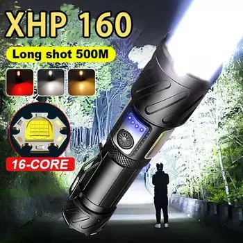 Мощный фонарик Супер яркий XHP160 LED + COB магнитная лампа Водонепроницаемая вспышка Перезаряжаемый фонарик A-Flashlight