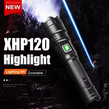 Мощный фонарик XHP120, высокий люмен, 200000LM, масштабируемая лампа, перезаряжаемый фонарь, водонепроницаемый фонарик A-Flashlight