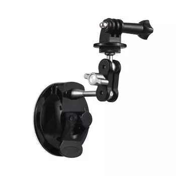 Мощный кронштейн для крепления на присоске, автомобильное крепление для камеры, двойные шаровые головки, вращающиеся на 360 градусов, нагрузка 450 г чёрный