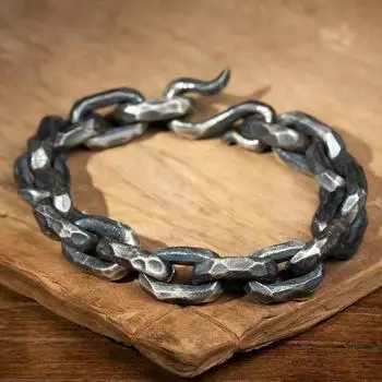 Мощный мужской браслет, модный и персонализированный, плетёная цепь, толстый браслет, мужские украшения, шестиугольный ретро-браслет 18CM