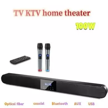 Мощный настенный динамик Echo для гостиной, 100 Вт, двойной микрофон, пульт дистанционного управления, высококачественный 3D объемный звук, настольный сабвуфер