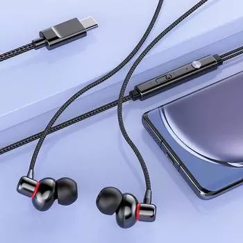 Мощный портативный наушник-вкладыш Mega Bass фиолетовый