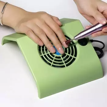 Мощный пылесос для ногтей с низким уровнем шума, пылеуловитель для маникюрного салона зелёный